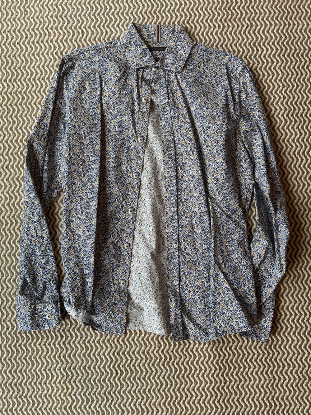 RW&CO. Blue and White Printed Lightweight Shirt Jacket